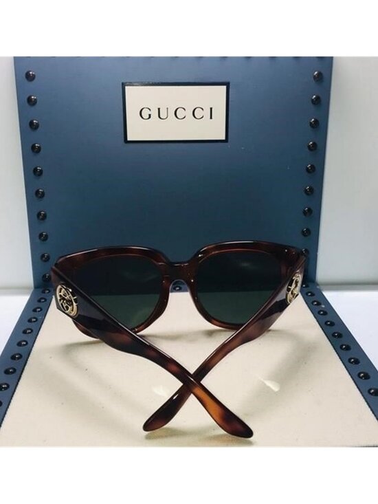 Green. Gucci Havana Round Sunglasses GG0142SA 002 main image 8